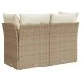 Garden sofa with 2-seater synthetic beige rattan cushions by , Outdoor sofas - Ref: Foro24-366052, Price: 162,65 €, Discount: %