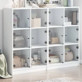 Engineered wood bookcase with black doors 136x37x109 cm by , Bookcases and shelves - Ref: Foro24-3206510, Price: 227,96 €, Di...
