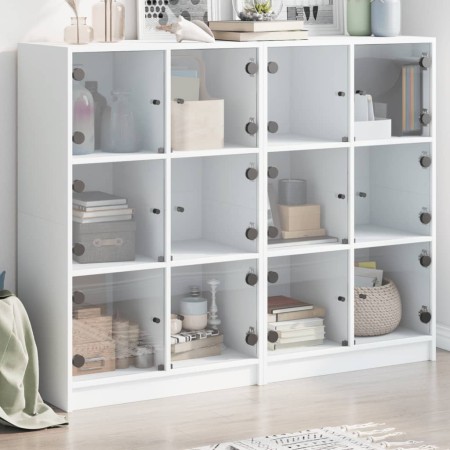 Engineered wood bookcase with black doors 136x37x109 cm by , Bookcases and shelves - Ref: Foro24-3206510, Price: 230,77 €, Di...