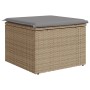 Garden stool with beige synthetic rattan cushion 55x55x37cm by , Outdoor ottomans - Ref: Foro24-366092, Price: 61,13 €, Disco...