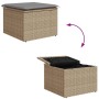 Garden stool with beige synthetic rattan cushion 55x55x37cm by , Outdoor ottomans - Ref: Foro24-366092, Price: 61,13 €, Disco...