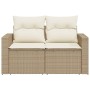 2-Sitzer-Gartensofa mit Kissen, beiges synthetisches Rattan von , Outdoor-Sofas - Ref: Foro24-366078, Preis: 190,07 €, Rabatt: %