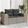 Garden sofa with cushions, 2 seats, synthetic gray rattan by , Outdoor sofas - Ref: Foro24-366143, Price: 174,71 €, Discount: %