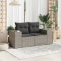 Garden sofa with cushions, 2 seats, synthetic gray rattan by , Outdoor sofas - Ref: Foro24-366143, Price: 174,71 €, Discount: %