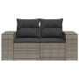 Garden sofa with cushions, 2 seats, synthetic gray rattan by , Outdoor sofas - Ref: Foro24-366143, Price: 171,65 €, Discount: %