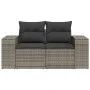 Garden sofa with cushions, 2 seats, synthetic gray rattan by , Outdoor sofas - Ref: Foro24-366143, Price: 174,71 €, Discount: %