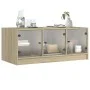 Mesa de centro con puertas de vidrio roble Sonoma 102x50x42 cm de , Mesas de centro - Ref: Foro24-836415, Precio: 77,79 €, De...