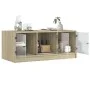 Mesa de centro con puertas de vidrio roble Sonoma 102x50x42 cm de , Mesas de centro - Ref: Foro24-836415, Precio: 77,79 €, De...