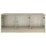 Mesa de centro con puertas de vidrio roble Sonoma 102x50x42 cm de , Mesas de centro - Ref: Foro24-836415, Precio: 77,79 €, De...