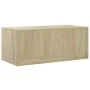 Mesa de centro con puertas de vidrio roble Sonoma 102x50x42 cm de , Mesas de centro - Ref: Foro24-836415, Precio: 77,79 €, De...