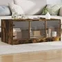 Smoked oak coffee table with glass doors 102x50x42 cm by , Coffee table - Ref: Foro24-836417, Price: 77,79 €, Discount: %