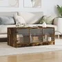Mesa de centro con puertas de vidrio roble ahumado 102x50x42 cm de , Mesas de centro - Ref: Foro24-836417, Precio: 77,79 €, D...