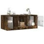Mesa de centro con puertas de vidrio roble ahumado 102x50x42 cm de , Mesas de centro - Ref: Foro24-836417, Precio: 77,79 €, D...