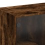 Mesa de centro con puertas de vidrio roble ahumado 102x50x42 cm de , Mesas de centro - Ref: Foro24-836417, Precio: 78,67 €, D...