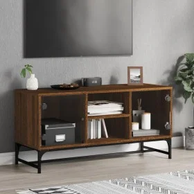TV-Möbel mit Glastüren aus brauner Eiche 102x37x50 cm von , TV-Möbel - Ref: Foro24-836538, Preis: 54,95 €, Rabatt: %