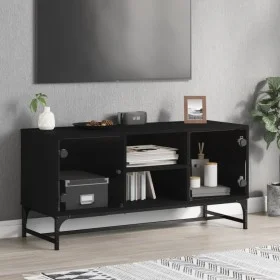 TV-Möbel mit schwarzen Glastüren 102x37x50 cm von , TV-Möbel - Ref: Foro24-836533, Preis: 66,82 €, Rabatt: %