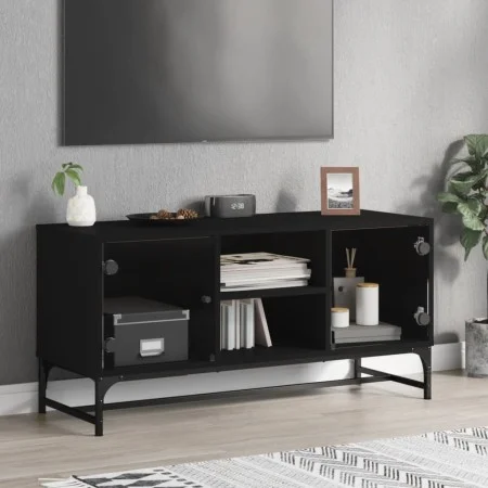 TV-Möbel mit schwarzen Glastüren 102x37x50 cm von , TV-Möbel - Ref: Foro24-836533, Preis: 66,74 €, Rabatt: %