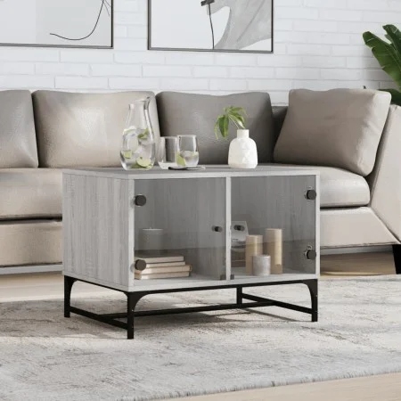 Sonoma grauer Couchtisch mit Glastüren 68,5x50x50 cm von , Couchtisch - Ref: Foro24-836544, Preis: 49,36 €, Rabatt: %