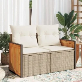 Garden sofa with 2-seater synthetic beige rattan cushions by , Outdoor sofas - Ref: Foro24-366084, Price: 186,72 €, Discount: %