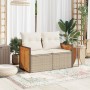 Gartensofa mit 2-Sitzer-Kissen Kunstrattan beige von , Outdoor-Sofas - Ref: Foro24-366084, Preis: 166,94 €, Rabatt: %