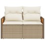 Garden sofa with 2-seater synthetic beige rattan cushions by , Outdoor sofas - Ref: Foro24-366084, Price: 166,94 €, Discount: %