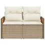 Garden sofa with 2-seater synthetic beige rattan cushions by , Outdoor sofas - Ref: Foro24-366084, Price: 186,72 €, Discount: %