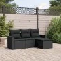 Juego de sofás jardín 4 pzas con cojines ratán sintético negro by , Modular outdoor sofas - Ref: Foro24-3251202, Price: 287,6...