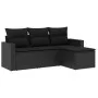 Juego de sofás jardín 4 pzas con cojines ratán sintético negro by , Modular outdoor sofas - Ref: Foro24-3251202, Price: 287,6...