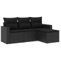 Juego de sofás jardín 4 pzas con cojines ratán sintético negro by , Modular outdoor sofas - Ref: Foro24-3251202, Price: 286,1...
