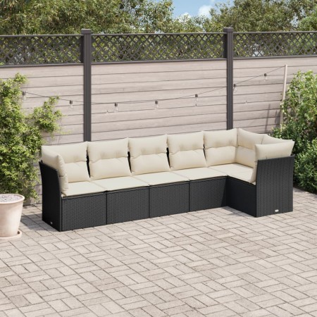 Set de sofás de jardín 6 piezas y cojines ratán sintético negro by , Garden sets - Ref: Foro24-3217656, Price: 339,30 €, Disc...