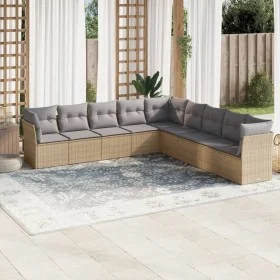 Set de sofás de jardín 9 pzas con cojines ratán sintético beige by , Garden sets - Ref: Foro24-3217779, Price: 551,00 €, Disc...