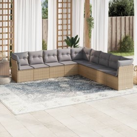 Set de sofás de jardín 9 pzas con cojines ratán sintético beige by , Garden sets - Ref: Foro24-3217779, Price: 559,95 €, Disc...