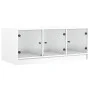 Mesa de centro con puertas de vidrio blanca 102x50x42 cm by , Coffee table - Ref: Foro24-836413, Price: 80,73 €, Discount: %