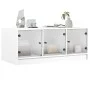 Mesa de centro con puertas de vidrio blanca 102x50x42 cm by , Coffee table - Ref: Foro24-836413, Price: 80,73 €, Discount: %