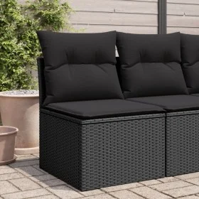 Silla de jardín sin reposabrazos con cojines ratán PE negro by , Outdoor sofas - Ref: Foro24-365984, Price: 64,05 €, Discount: %