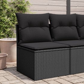 Silla de jardín sin reposabrazos con cojines ratán PE negro by , Outdoor sofas - Ref: Foro24-365984, Price: 66,85 €, Discount: %
