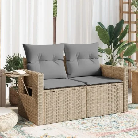 Sofá de jardín con cojines de 2 plazas ratán sintético beige by , Outdoor sofas - Ref: Foro24-366094, Price: 156,92 €, Discou...