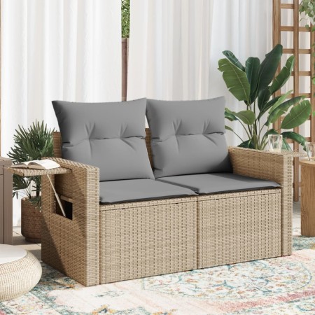 Sofá de jardín con cojines de 2 plazas ratán sintético beige by , Outdoor sofas - Ref: Foro24-366094, Price: 159,56 €, Discou...