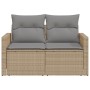 Sofá de jardín con cojines de 2 plazas ratán sintético beige by , Outdoor sofas - Ref: Foro24-366094, Price: 159,56 €, Discou...