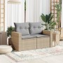 Sofá de jardín con cojines de 2 plazas ratán sintético beige by , Outdoor sofas - Ref: Foro24-366105, Price: 193,07 €, Discou...