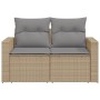 Sofá de jardín con cojines de 2 plazas ratán sintético beige by , Outdoor sofas - Ref: Foro24-366105, Price: 193,07 €, Discou...