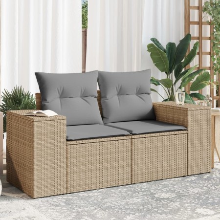Sofá de jardín con cojines de 2 plazas ratán sintético beige by , Outdoor sofas - Ref: Foro24-366096, Price: 166,30 €, Discou...