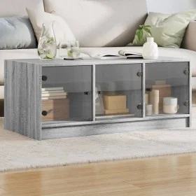 Mesa de centro con puertas de vidrio gris Sonoma 102x50x42 cm by , Coffee table - Ref: Foro24-836418, Price: 80,16 €, Discoun...