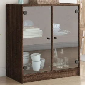 Armario auxiliar puertas de vidrio marrón roble 68x37x75,5 cm by , Sideboards - Ref: Foro24-836426, Price: 73,30 €, Discount: %