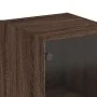 Aparador con puerta de vidrio marrón roble 35x37x142 cm by , Sideboards - Ref: Foro24-836447, Price: 88,37 €, Discount: %