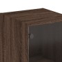 Aparador con puerta de vidrio marrón roble 35x37x142 cm by , Sideboards - Ref: Foro24-836447, Price: 88,37 €, Discount: %