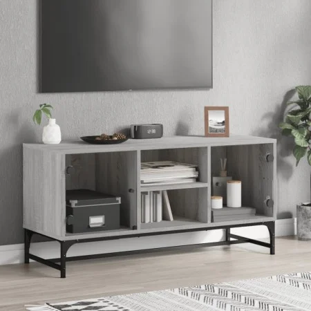 Mueble de TV con puertas de vidrio gris Sonoma 102x37x50 cm by , TV Furniture - Ref: Foro24-836537, Price: 49,42 €, Discount: %