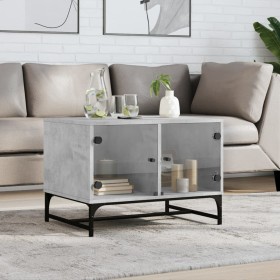 Grauer Beton-Couchtisch mit Glasfronttüren, 68,5x50x50 cm. von , Couchtisch - Ref: Foro24-836542, Preis: 48,34 €, Rabatt: %