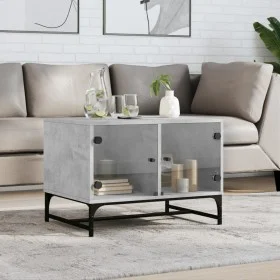 Mesa de centro puertas de vidrio gris hormigón 68,5x50x50 cm by , Coffee table - Ref: Foro24-836542, Price: 47,92 €, Discount: %