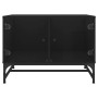 Mesa de centro con puertas de vidrio negra 68,5x50x50 cm by , Coffee table - Ref: Foro24-836540, Price: 49,73 €, Discount: %